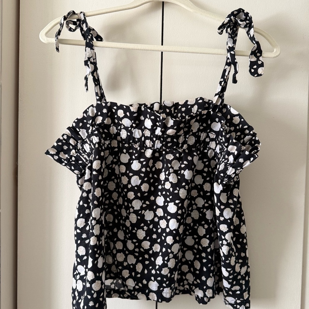 Seashell PJ Set LOFT Black White Tie-Shoulder Printed Sleep Set Pattern Coastal - Picture 8 of 9